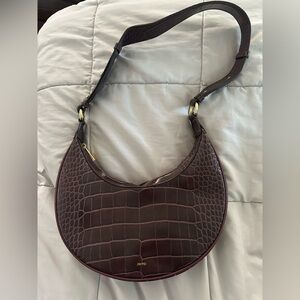 JW PEI Dark Brown Croc-Pattern Hobo Bag
